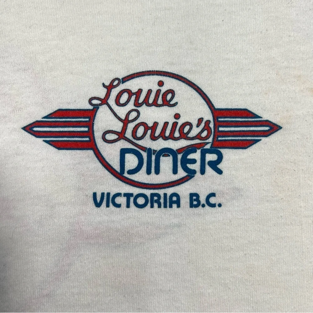 Vintage 90's White Louie Louie's Diner Collared Polo Golf Shirt Men's Size L